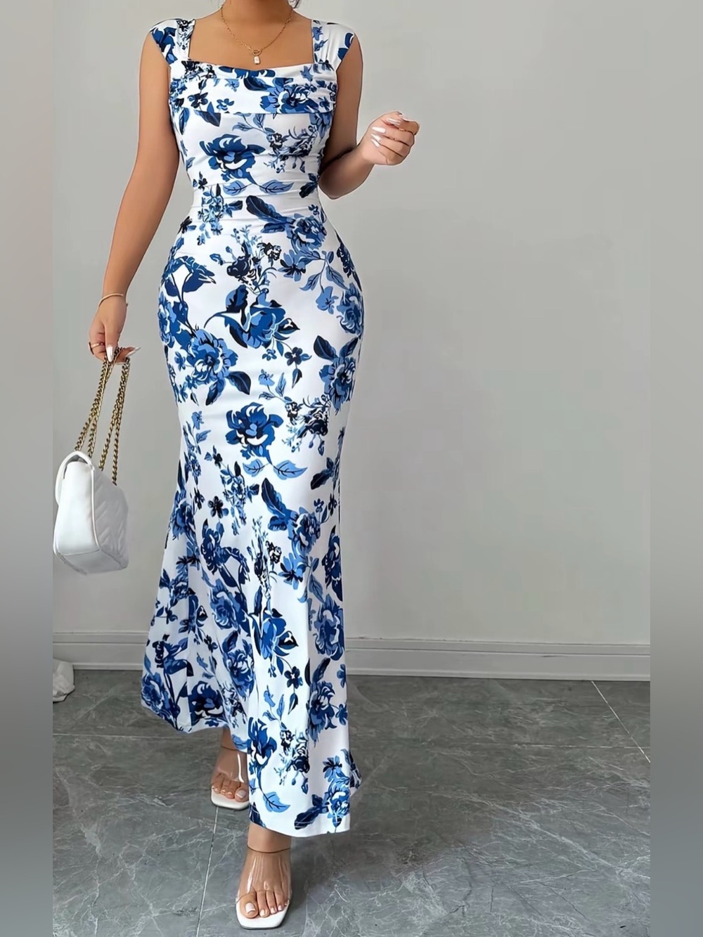 Blue Floral Maxi Dress